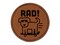 Rad Dog on a Skateboard Round Iron-On Engraved Faux Leather Patch Applique - 2.5"